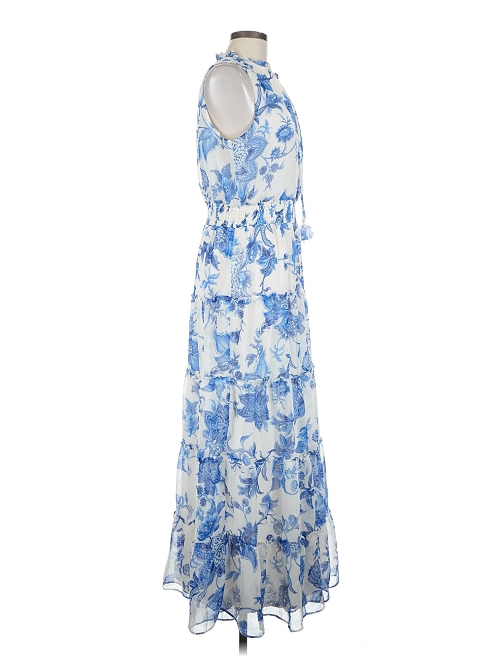1. State White Maxi Dress with Blue Floral Print - Picture 3 of 16